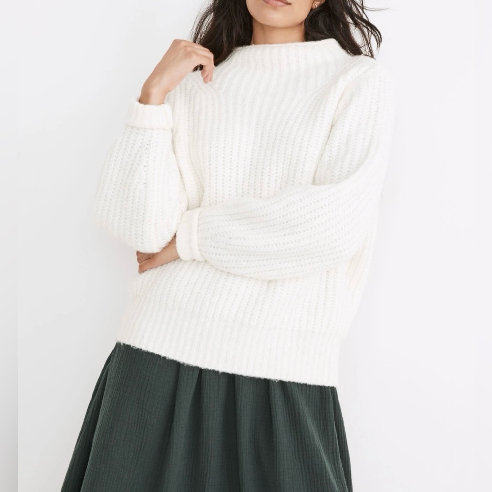 Madewell Cream Loretto Wool Blend Mock Neck Sweater - Size M